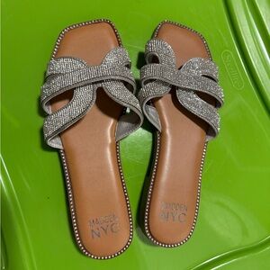 Madden NYC Silver Rhinestone Sandals
